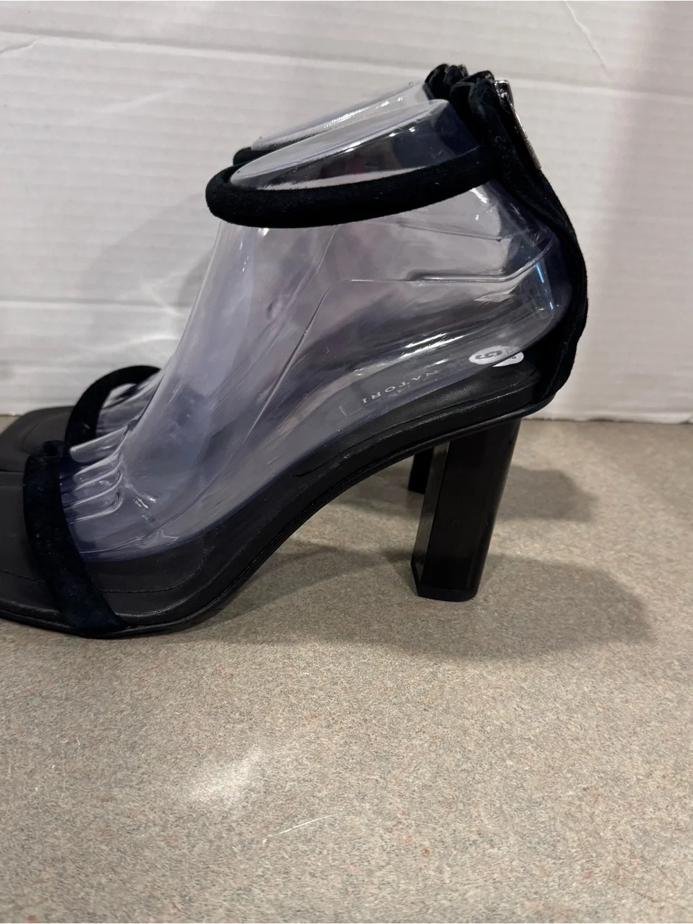 Natori Glow Nappa Leather Block Heel Black Sandals